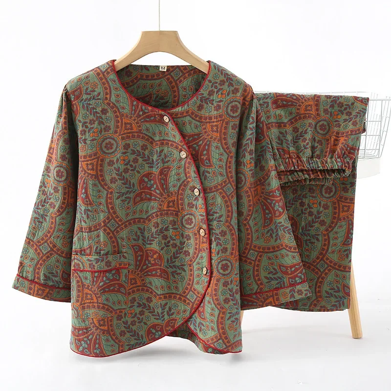 

Хлопковый пижамный комплект, женская пижама, домашняя одежда, Новинка осени 2023, одежда для сна с длинным рукавом, женская одежда для сна, пижама в подарок для женщин