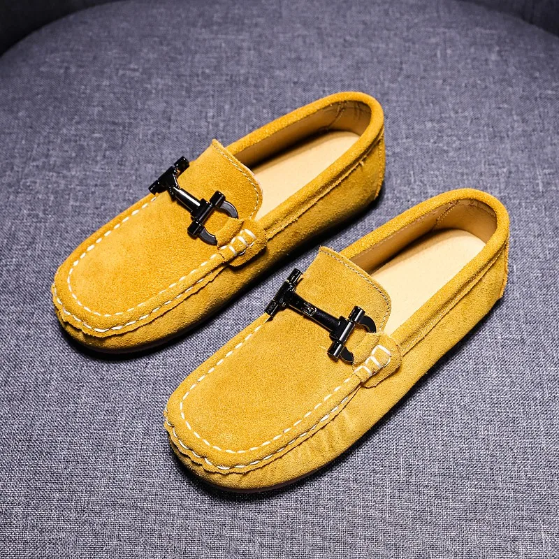 Kids Children's Loafers For Boys Girls Shoes Moccasins Suede Children Flats Casual Boat Wedding Leather Shoes Autumn