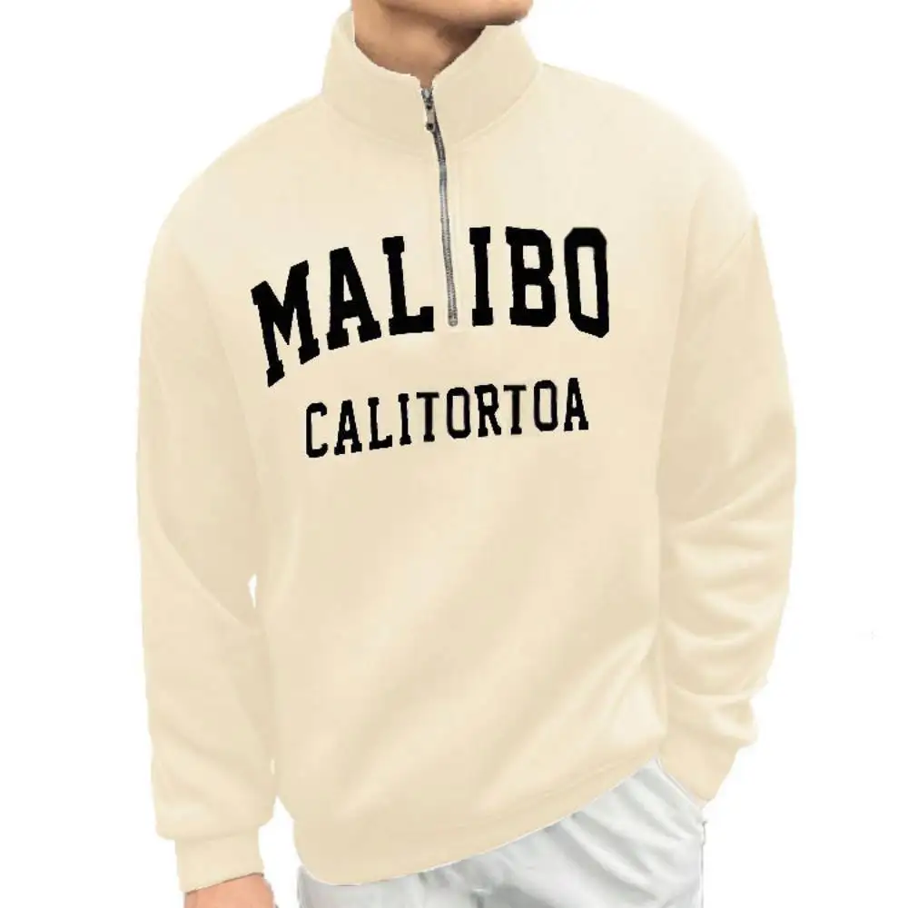 Mens Stand Collar Sweatshirts Tracksuit Half zipper Jersey Coats Male Casual Sportswear Print Letter Tops Pullover Loose Clothes