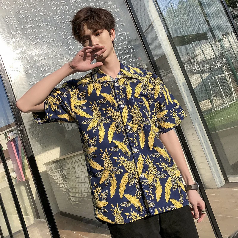

Fashion Short Sleeve Lapel Hawaiian Shirts for Men Aesthetic Hipster Beach Quick Dry Chic Tops Male Camisas De Hombre Streetwear