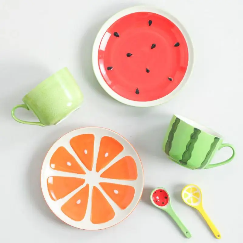 Dessert ceramic small plate Lovely fruit dishes creative tableware sushi set pickles Cold dish set Fruits 4pcs 9.8*1.9 cm