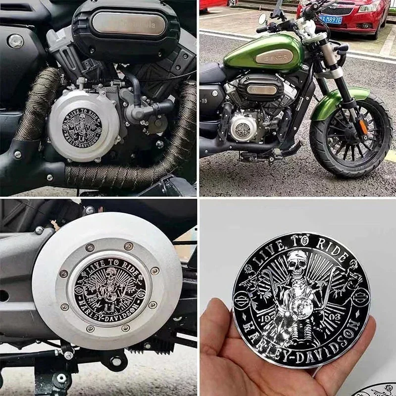 Large 3D Metal Skull Skeleton Sticker For Harley Davidson Motorcycles Car Locomotive Tail Fuel Tank Cover Machine Head Emblem 5