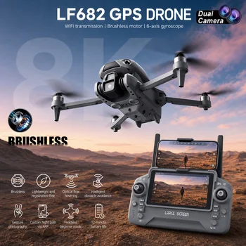 Nuovo Drone LF682 con Doppia Fotocamera 8K FPV Professionale HD GPS Flusso Ottico Anti-Ostacolo Brushless Pieghevole RC Quadricottero