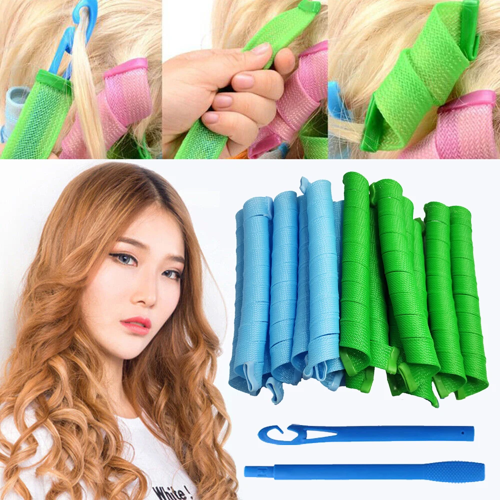 Heatless Hair Curler (30/45/55cm) No Heat Spiral Curls Modeler Hair Roller Styling Kit for Women Home Salon DIY Hairstyle Hook mep modeler