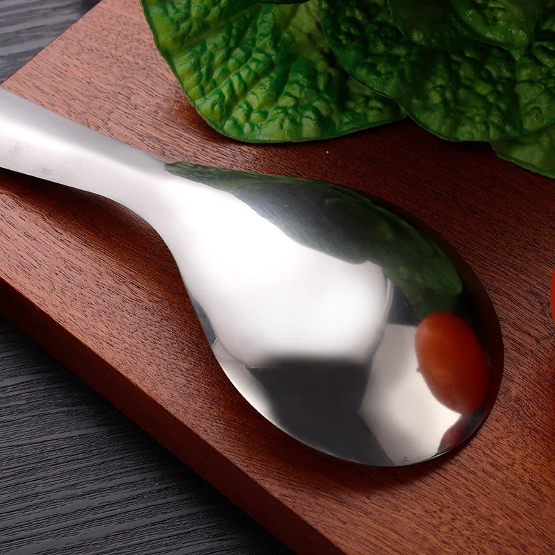 Stainless Steel Rice Spoon with Hanging Hole Thickened Vegetable Spoon Multifunctional Public Kitchen Utensils for Cnteen