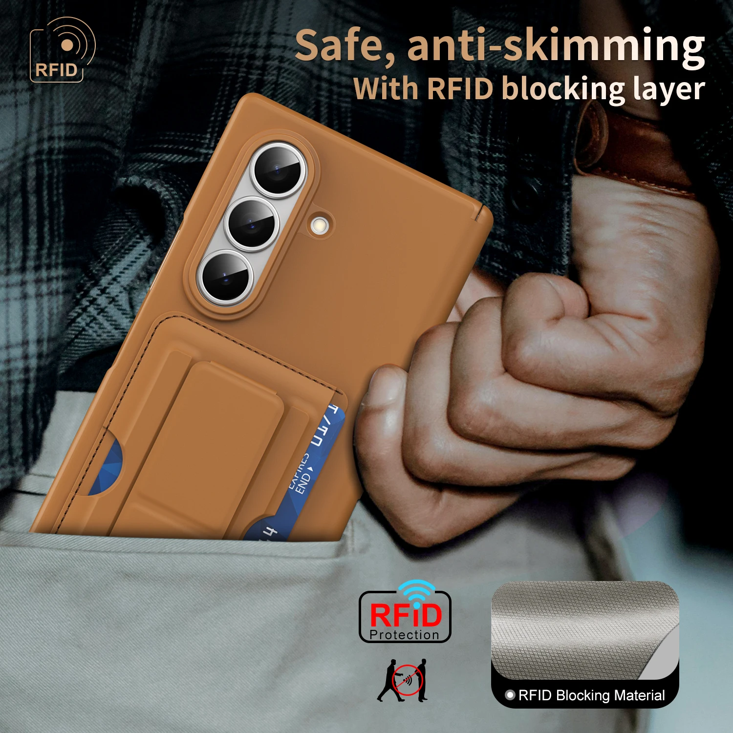 Premium Foldable Phone Case with Strap Stand & Card Slot - Anti-Drop Hinge Protection