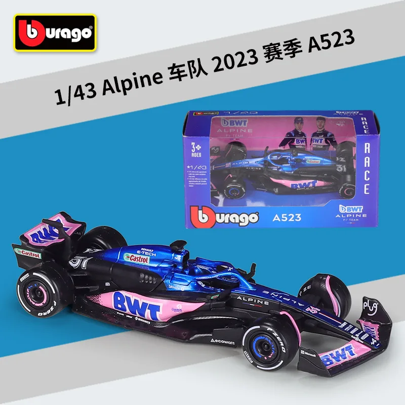 New 1:43 Alpine F1 Team 2023 Alpine A523 Racing Cars Model Metal Diecast Simulation Alloy Toys Car Model Collection Friend Gifts