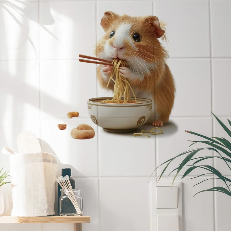 Cute Guinea Pig Toilet Stickers for Bathroom Toilet Lid Backrest Decoration Waterproof Decals Animal Washroom Wall Stickers