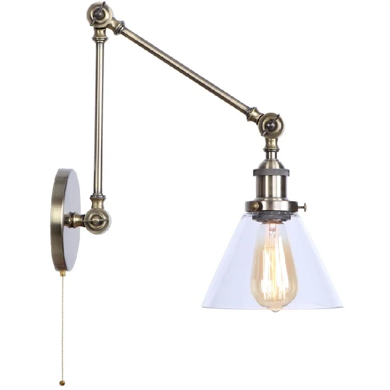 IWHD Long Swing Arm Loft LED Lamps Industrial Vintage Cafe Bar Balcony Bedside Lamp Pull Chain Switch Clear Glass Mirror Light 3