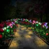 Outdoor Solar Lights 2Pack Solar Garden Lamp with Bigger Lily Flowers Waterproof 7Color Changing Lights Patio Yard Garden Decor 3