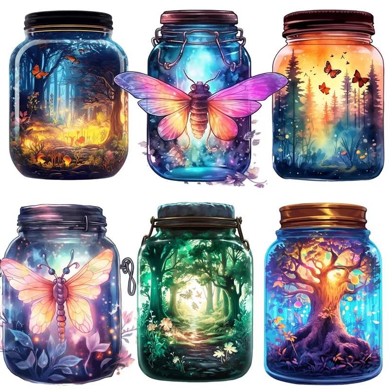 16Pcs/Pack Firefly Jar Sticker DIY Craft Scrapbooking Album Junk Journal Decorative Stickers