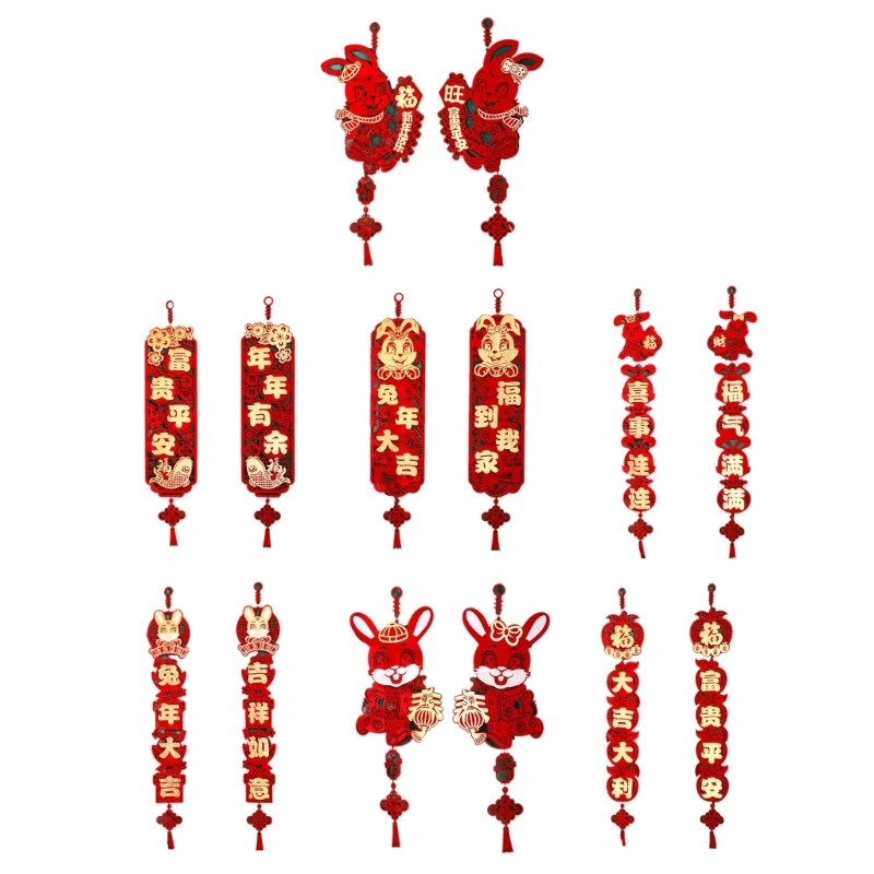

69HC 2023 Chinese New Year Couplet Pendant Festive Art Ornament Decorative Crafts for Holiday New Year Party Photograph Props