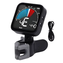Professional Electronic Violin Tuner and Metronome with Clear Display and Clamp (Black)