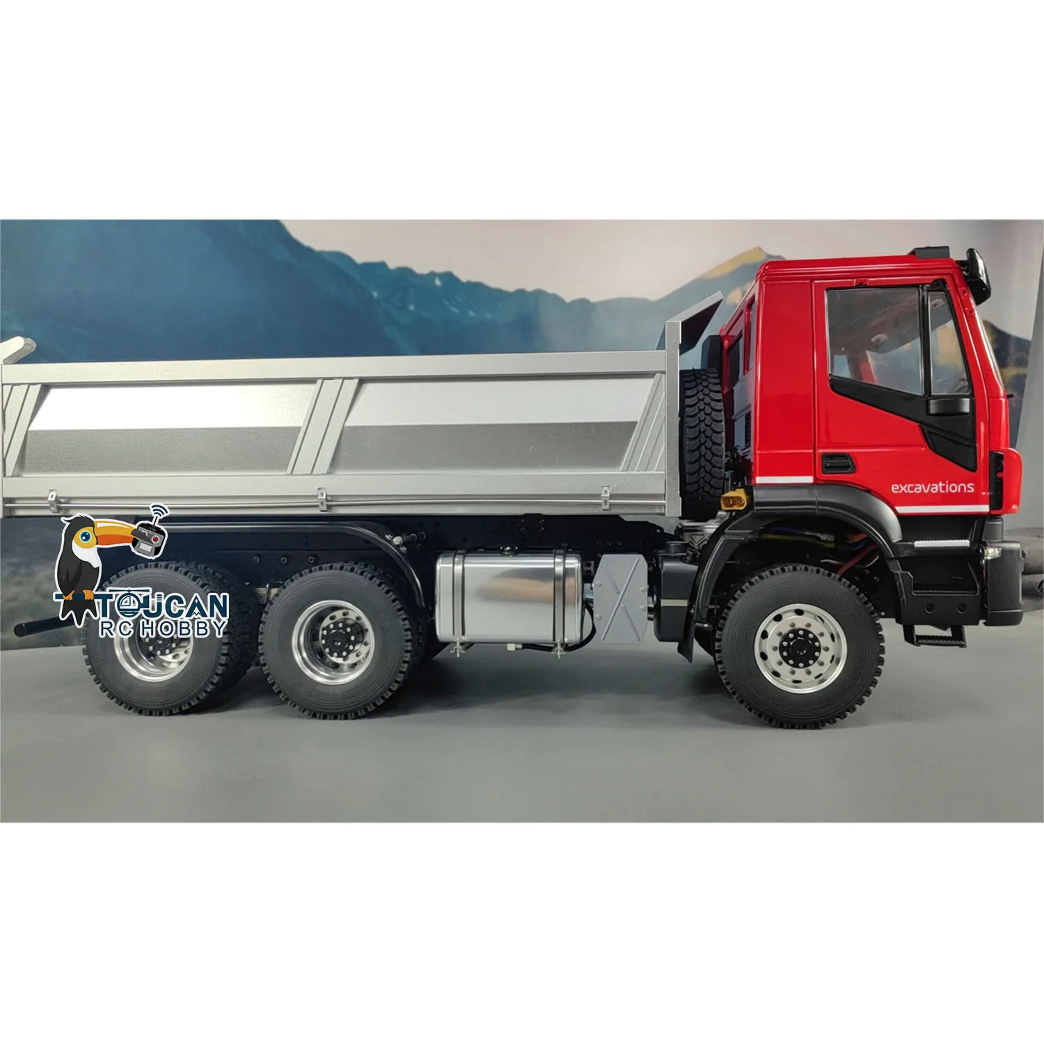 6x6 1/14 Hydraulic RC Metal Dump Truck Radio Control Tipper Dumper Car 2-speed Gearbox Light Sound Systems Toy TH23356 6