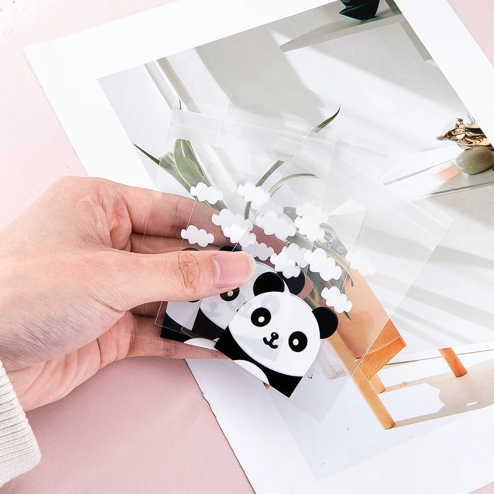 50pcs Self-Adhesive Bags Transparent Cute Panda Self-Adhesive Bags for DIY Jewelry Display Handmade Cookies Candy Packaging