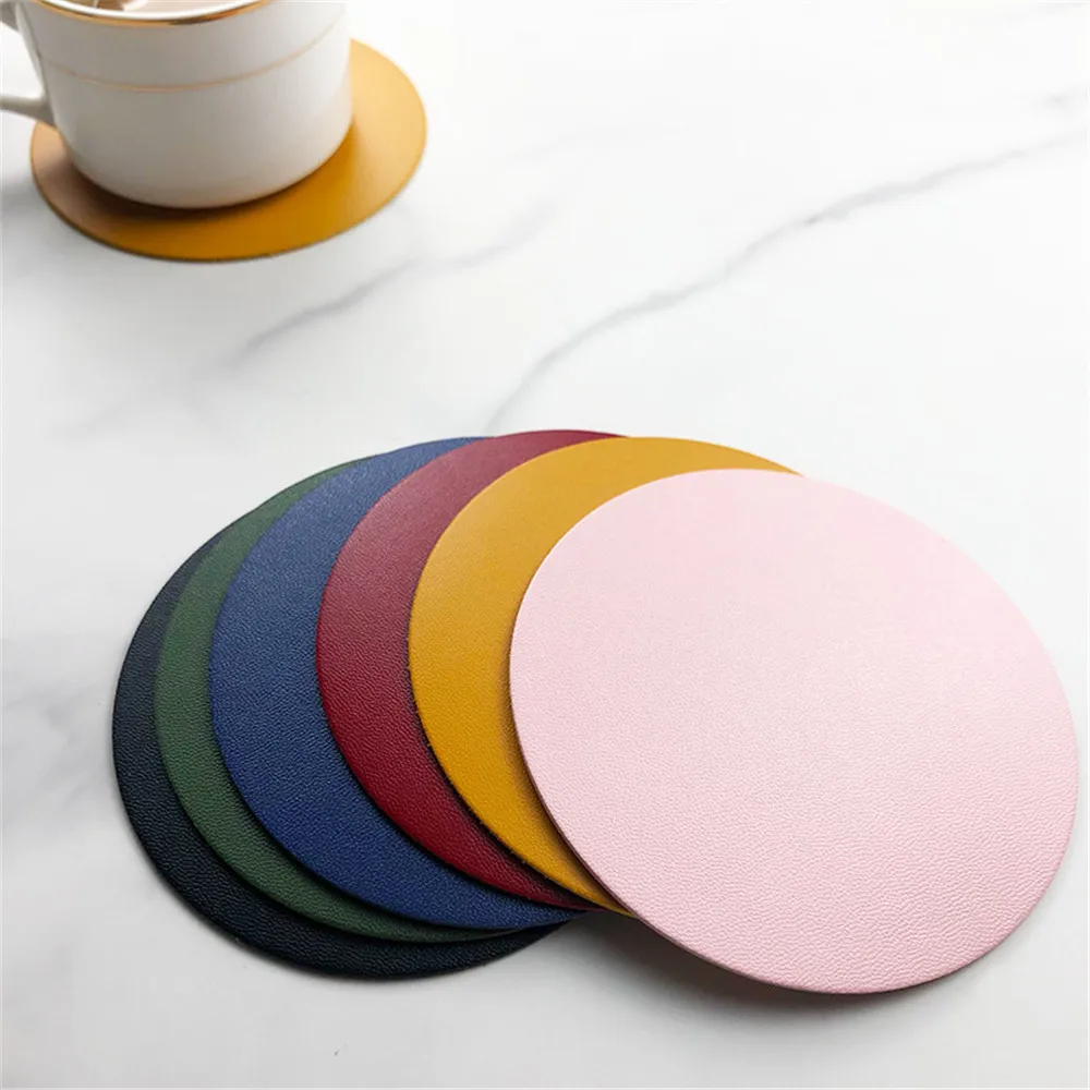 Lot De 4 Sous-verres Ronds En Cuir Noir – Dacasso – 4 Pouces, Finition Soignée