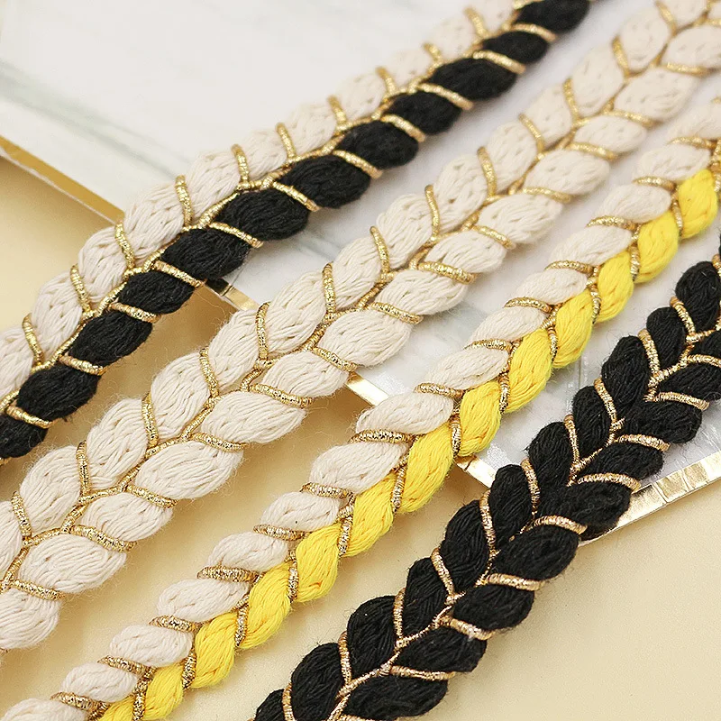 Neuer Stil koreanische kleine duftende Wind Golddraht Doppelstrang Farbe passende Band Spitze DIY Haarschmuck Kleidung 5 Meter – Detail 6