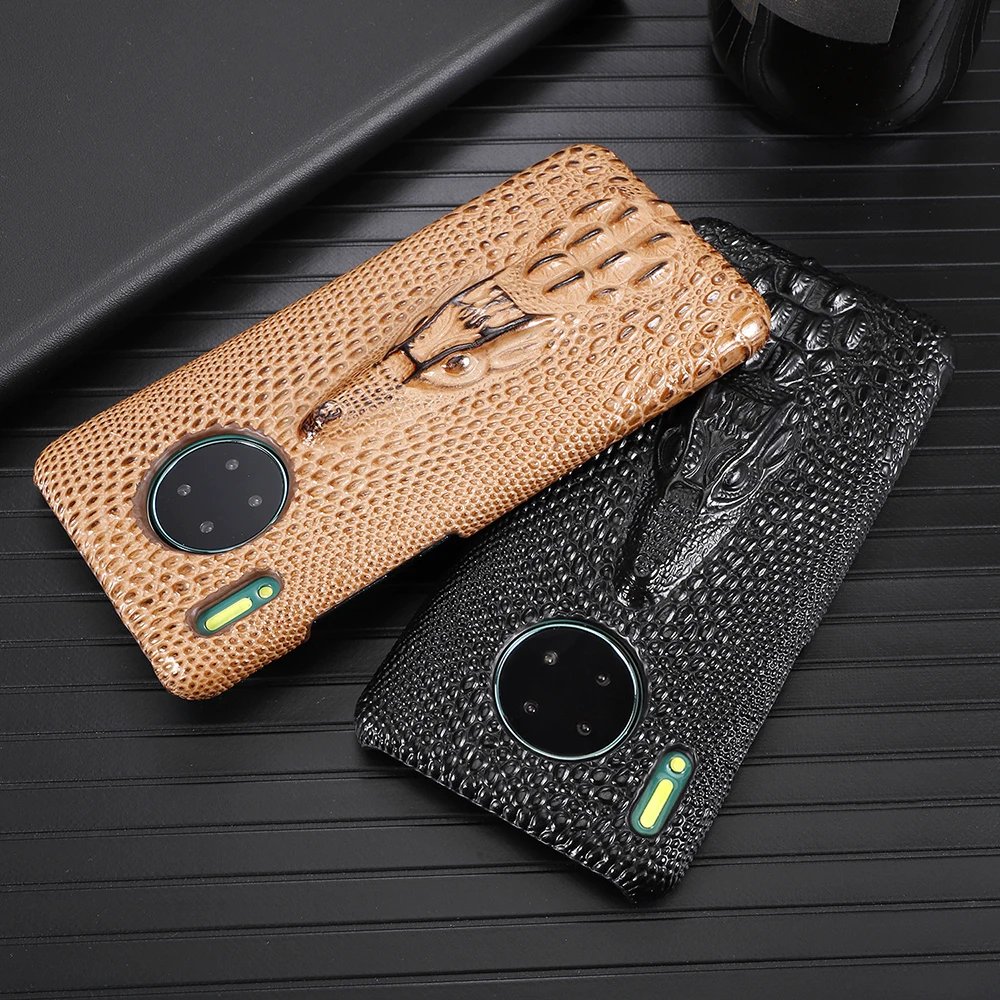 

Case For Huawei Mate 30 20 Mate30 Mate20 Pro Proluxury 3d Crocodile Skin Pattern Hard Protective Genuine Leather Back Cover Case