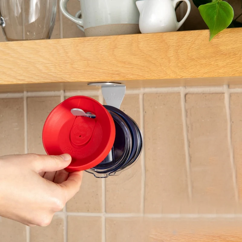 Lid Organizer Tumbler Lid Organizer Self-Adhesive Under-Cabinet Mount Space-Saving Design, Holds Multiple Lids