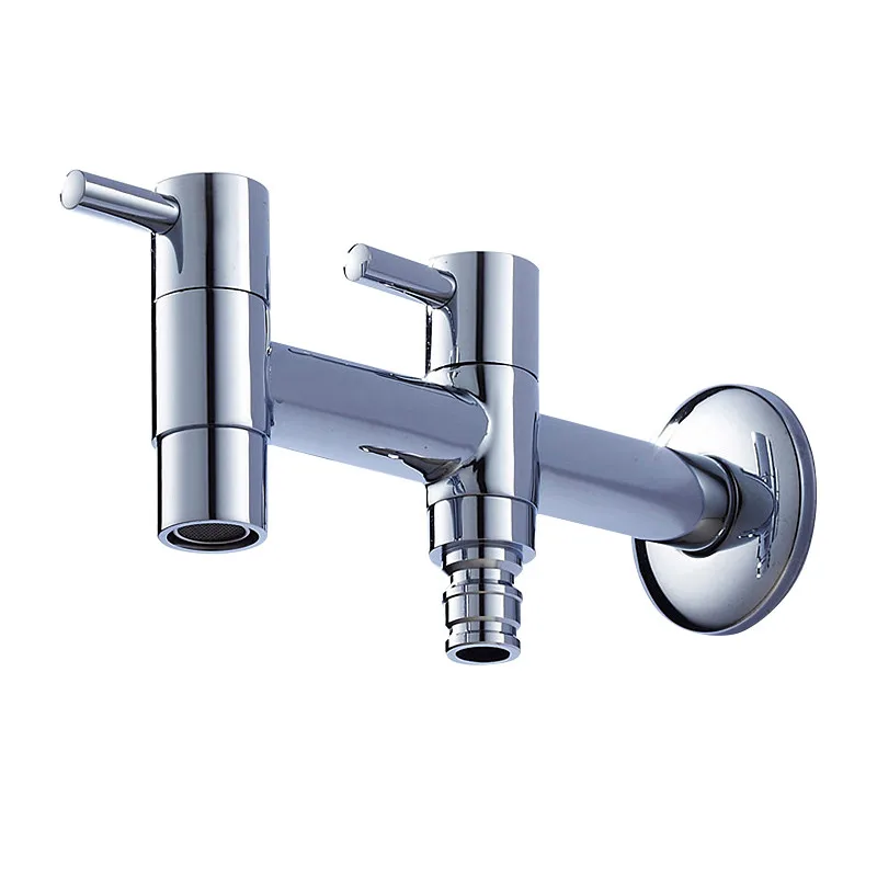 Garden Faucet Brass Double Handle Double Use Bib-cock Faucet Washing Machine Faucet Copper Bibcock Toilet Tap Garden