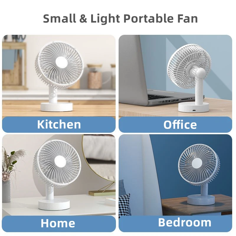 Piccolo Ventilatore da Scrivania USB Ricaricabile con Potente Flusso D