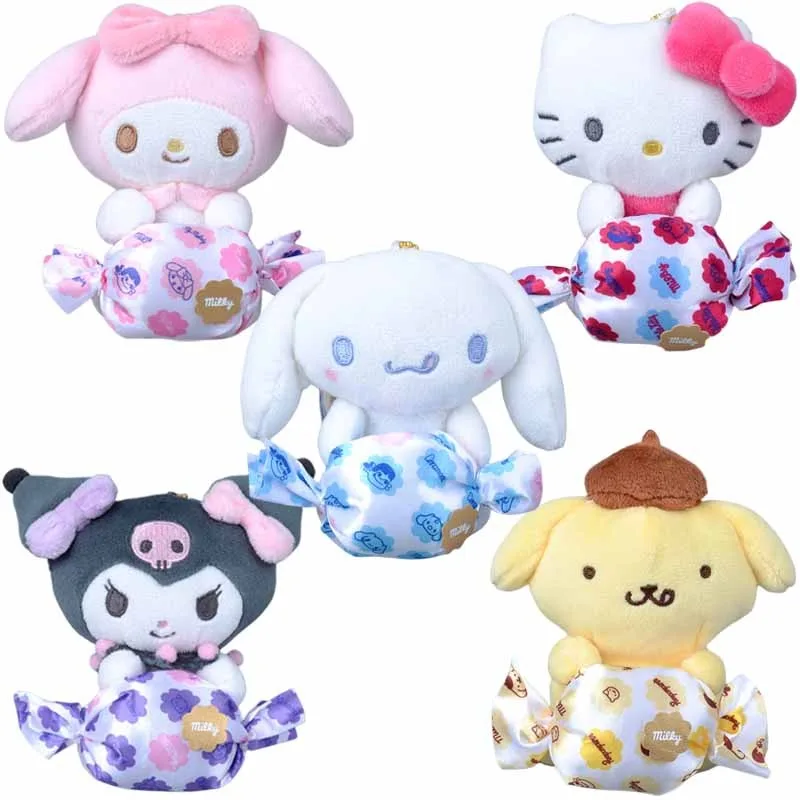 

Sanrios Anime Kuromi My Melody Cinnamoroll Purin Dog HelloKittys Candy Series Plushie Doll Cute Plush Toys Pendant Keychain Gift