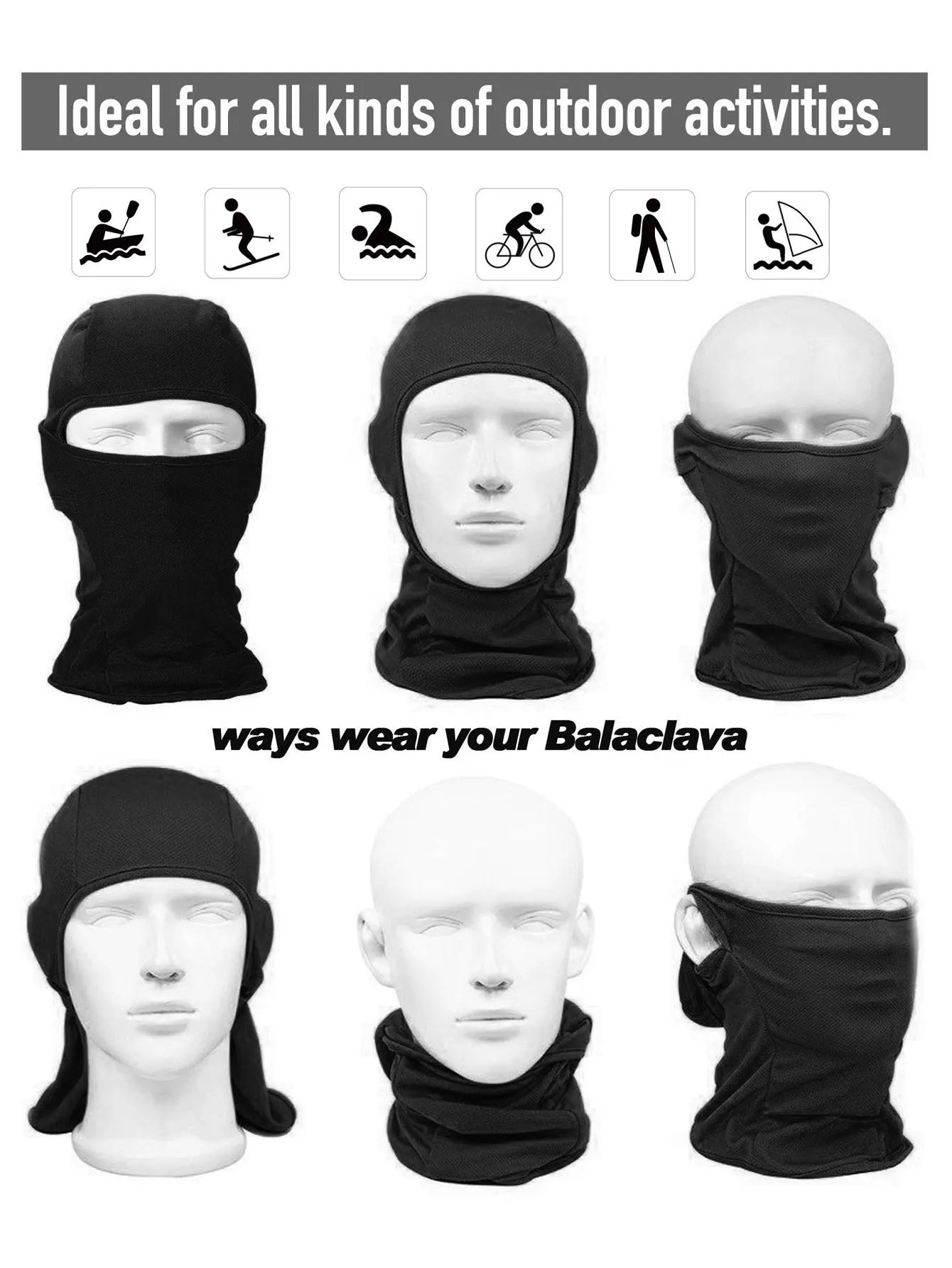 Balaclava Ski Mask Full Face Cover Men And Women Breathable Full Face Mask Skiing Outdoor Sports 3pcs balaclava mask