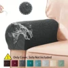 2pcs/Set Water Resistant Leaf Texture Jacquard Stretch Sofa Armrest Protective Cover Spandex Washable Soft  Armrest Cover 1