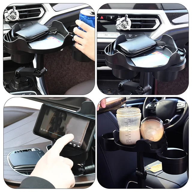 Car Cup Holder Expander with Rotatable Tray Car Cup Holder Food Sundries Tray 6