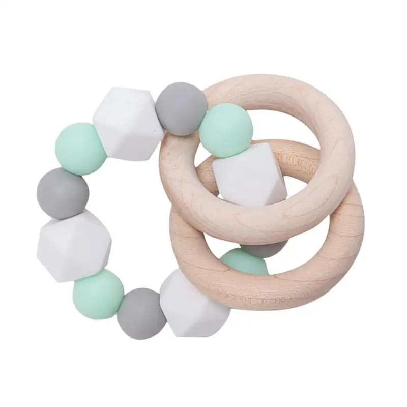 

Wood Teether Ring Teether Toy Natural Wood Teething Ring Bead String Food-Grade Chew Ring Montessori Toy For Boys Girls Little