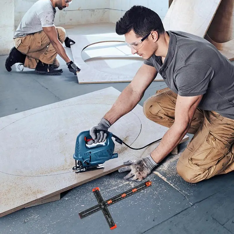 

Линейка для рисования 2-в-1, линейка для сверления позиционирования шкафа, металлический зажим, квадратная линейка для деревообработки, точный сверлильный инструмент