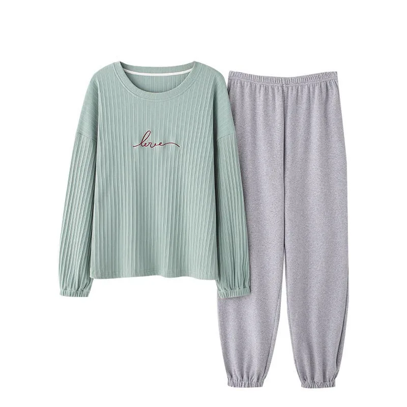 SUO&CHAO Spring Autumn Pure Cotton Pajamas For Women's Loose Casual Cartoon Print Two-piece Sets Nightgown Homewear