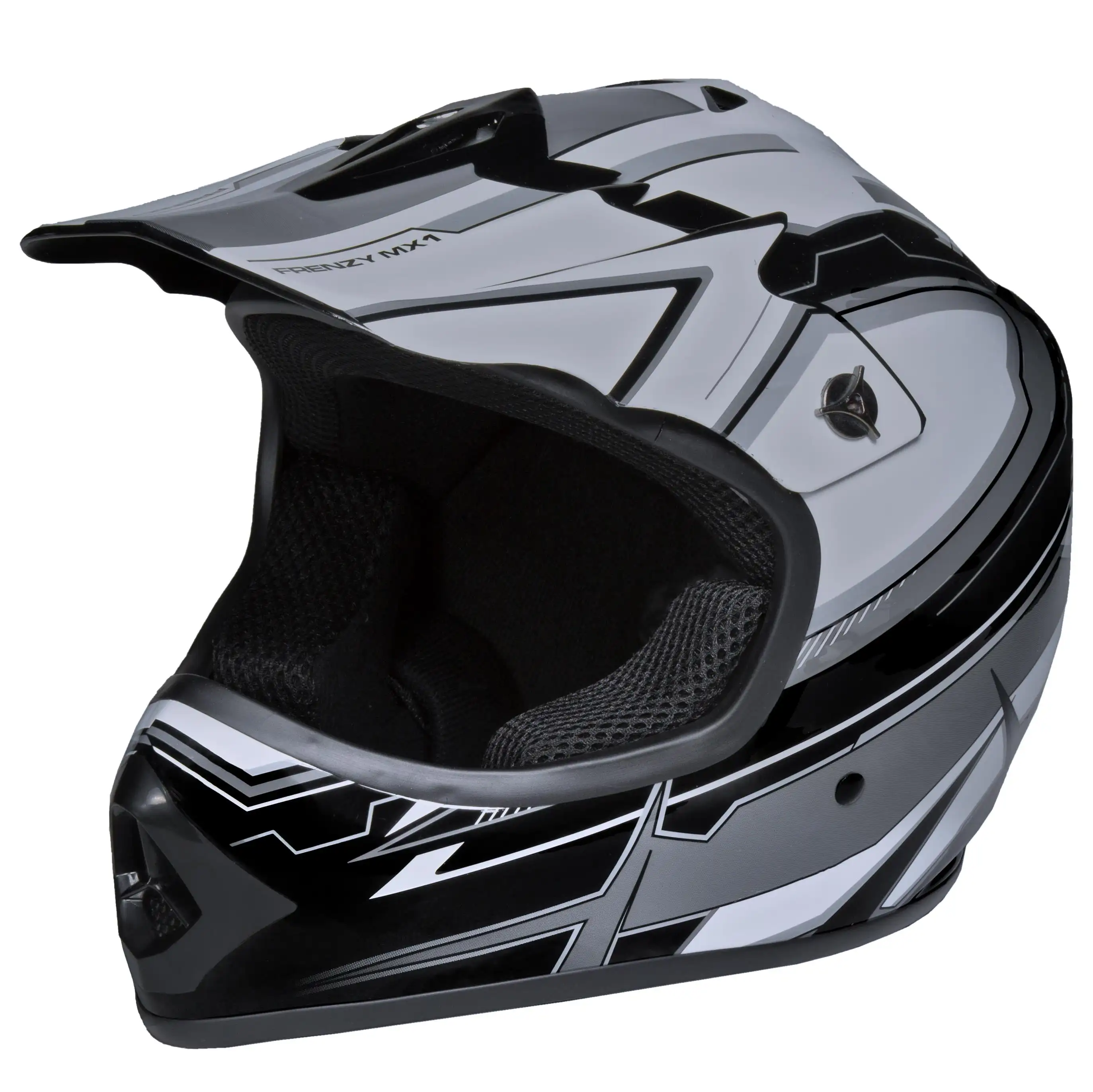 

FRENZY Youth MX Helmet, DOT Approved, Black-Grey, Large