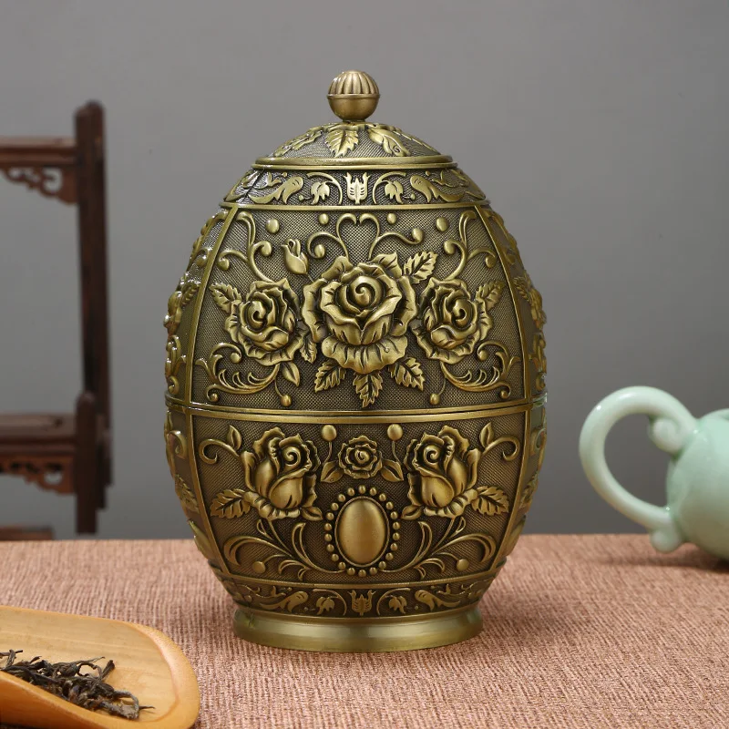 

Europe Bronze Metal Tea Organizer Box Metal Storage Box For Tea Container Coffee Container For Home CYG050