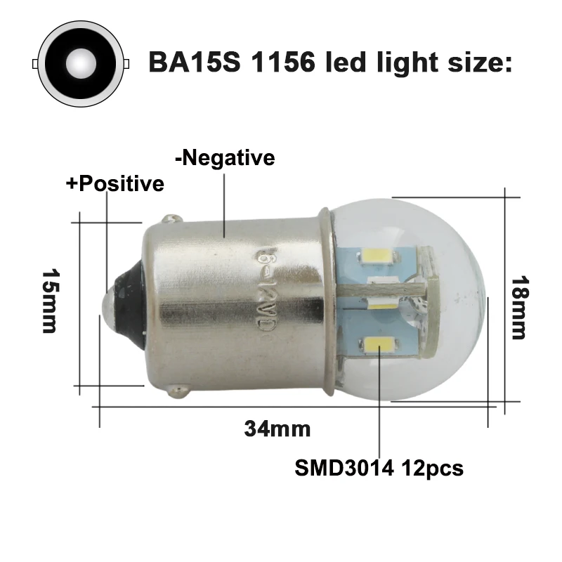 2개 앰플러 LED 자동차 실내등 P21W 1156 BA15S 6v12v 1.5W S25 캔버스 자동차 방향지시등 오토바이 테일 브레이크 전구