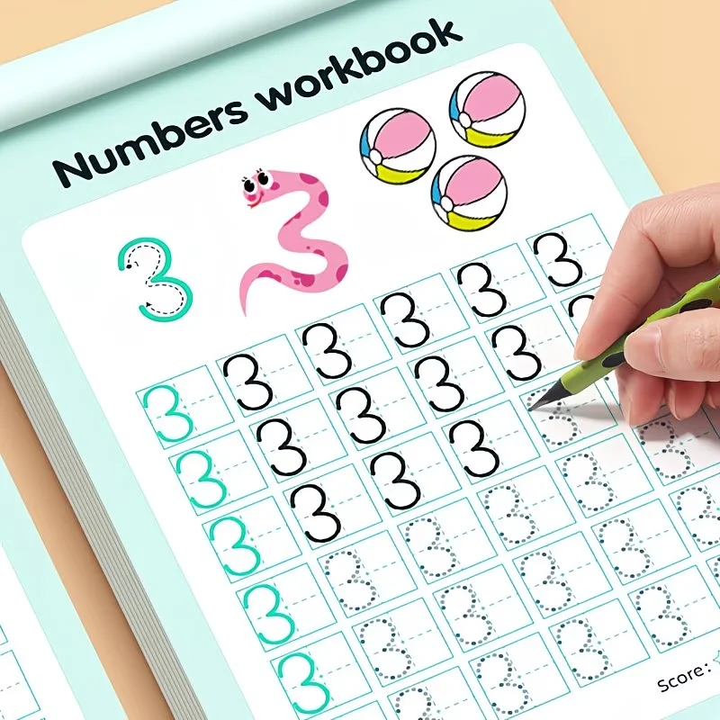 48-Page Children's Exercise Book with Tracing Pages for Numbers 0-100 - Interactive Learning Activities, Home School - Develops Hand-Eye Coordination and Math Skills, Pen Control Writing Practice - 6