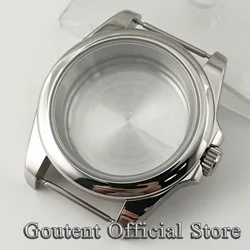 Elegant Silver Sapphire Glass Watch Case, 39mm - Fit nh34 nh35 nh36 (A - no Magnifier)
