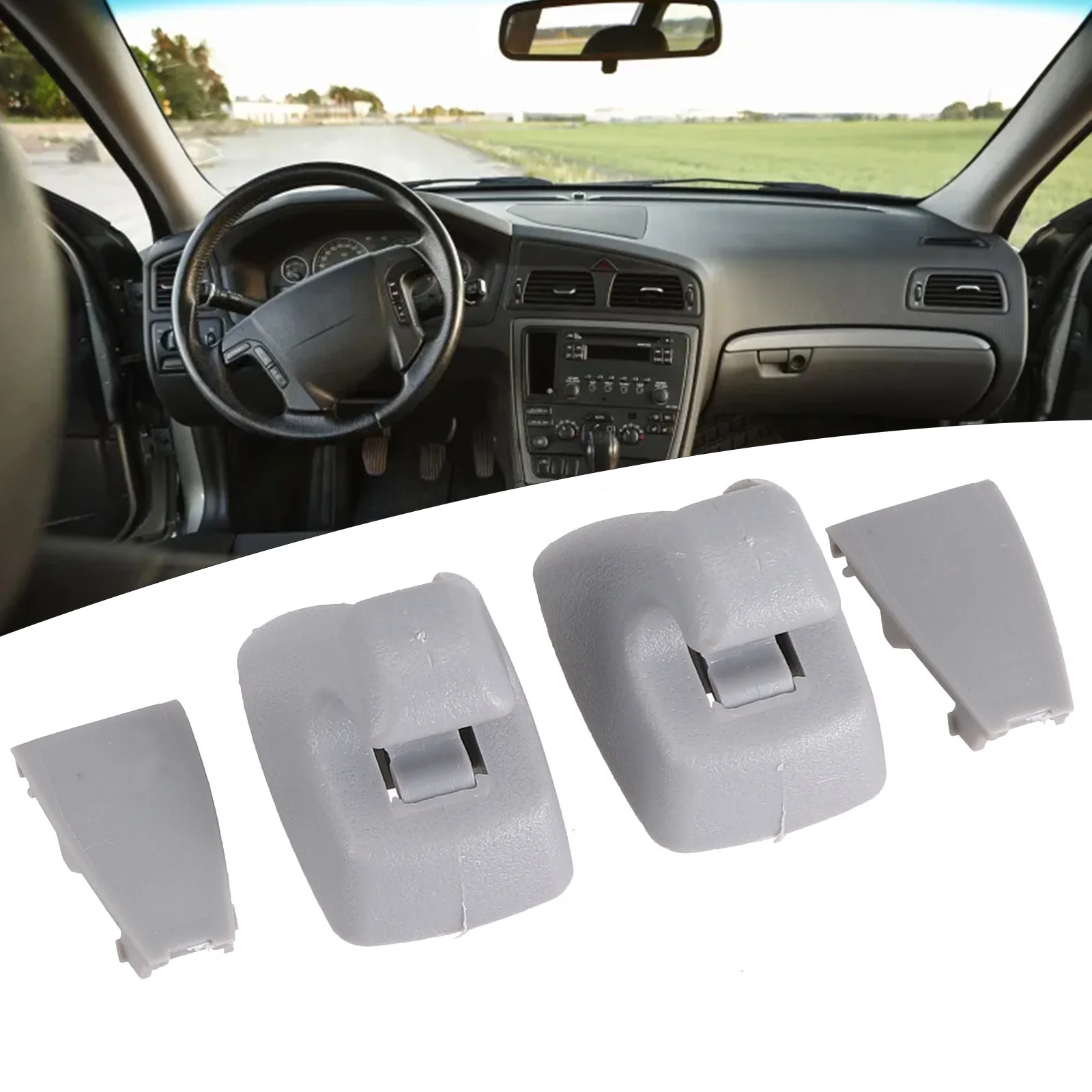 

2Pcs Gray Sun Visor Support Clip Retainer Hook Visor Fixing Clip With The Trap Door Located At The Bottom Of Clip