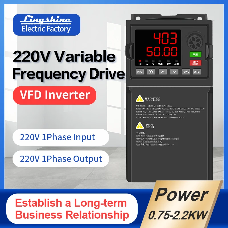 

VFD Inverter VFD 0.75KW/1.5KW/2.2KW 1P 220V Input and Output Frequency Converter Variable Frequency Drive