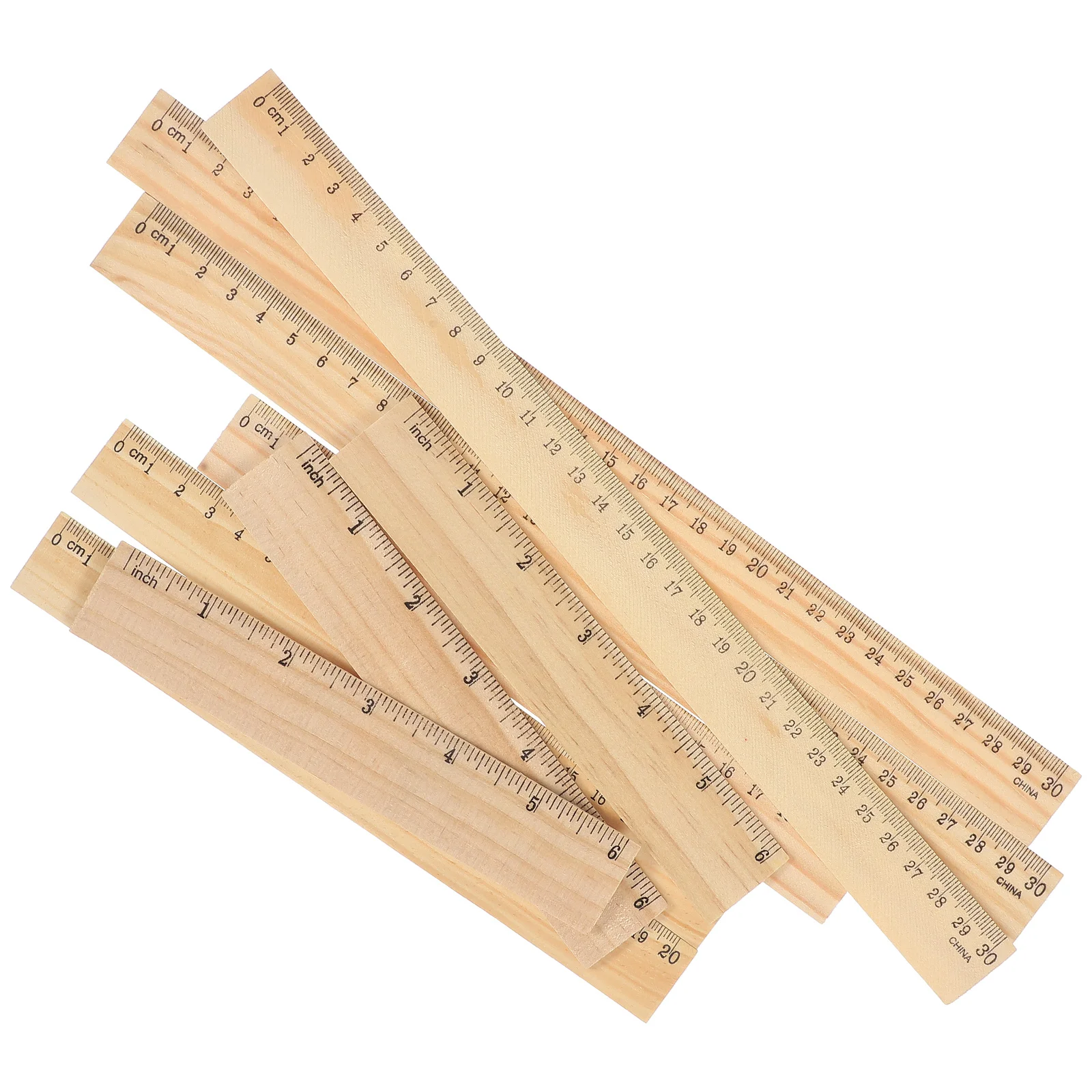 

9pcs Household Wood Rulers Multi-function Straight Rulers Painting Straight Rulers Wooden Rulers