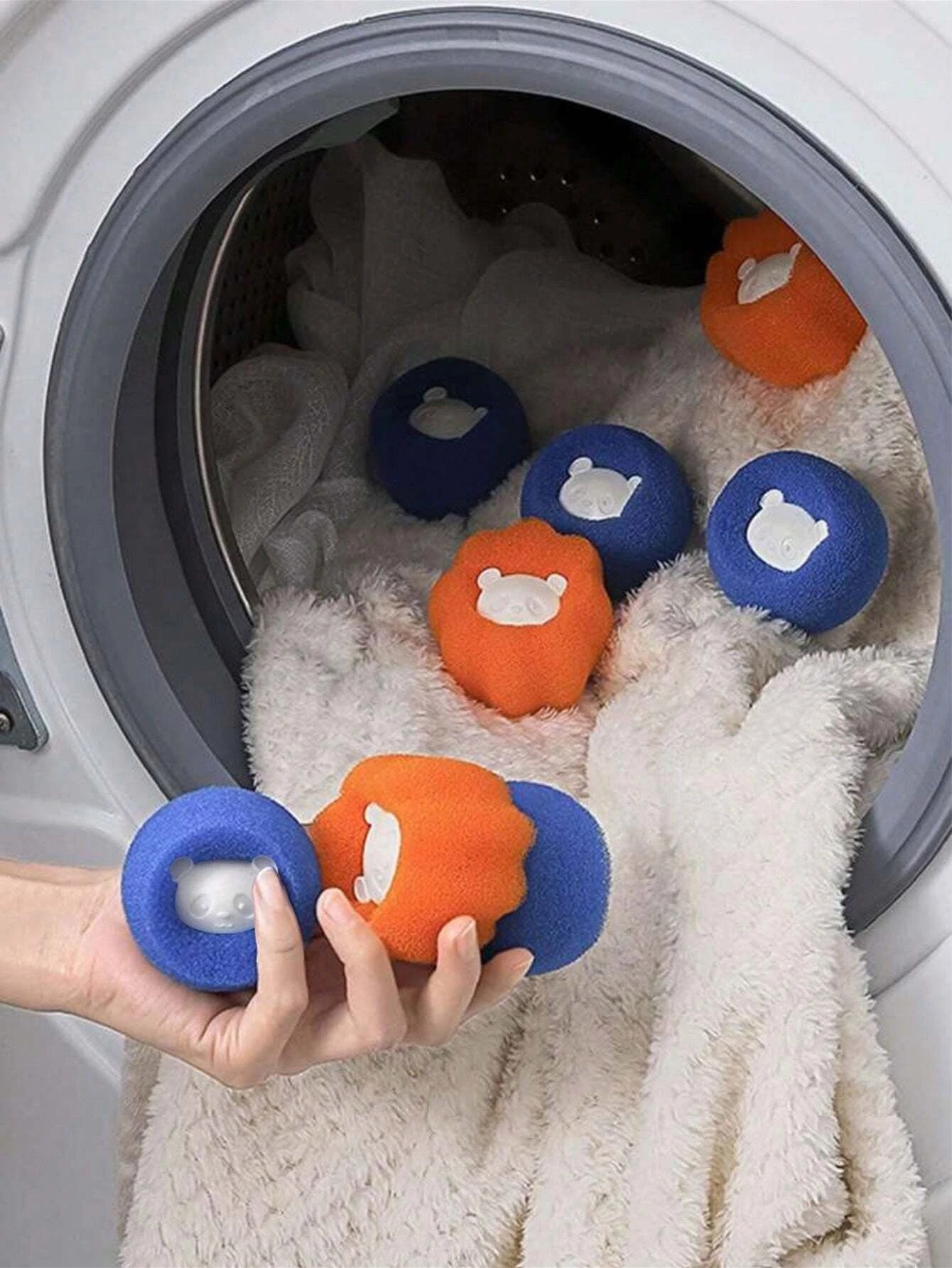 6pcs Pet Hair Remover Used In Washing Machine, Dryer Ball Reuse, Reduce Wrinkles, Save Washing Machine Free Drying Time