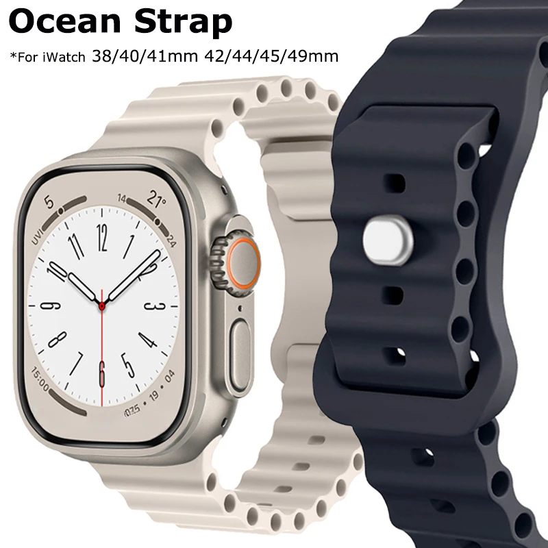 Correa de silicona Ocean para Apple Watch Ultra 49mm SE 38