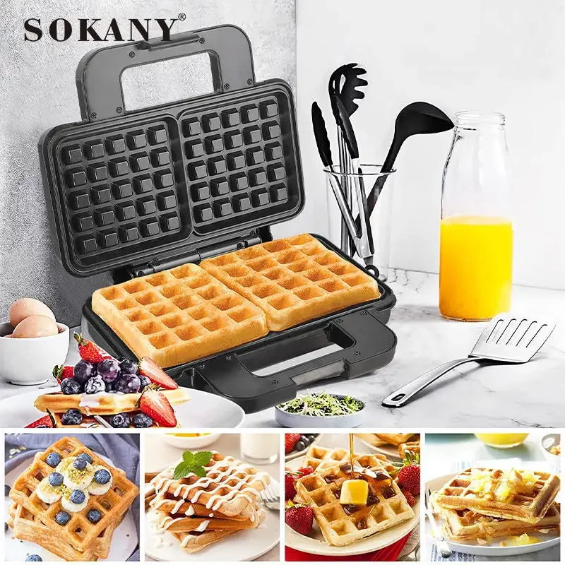1000W Electric Non-Stick Belgian Waffle Maker Iron Breakfast Sandwiches Snacks Burgers 2-Slice waffle maker