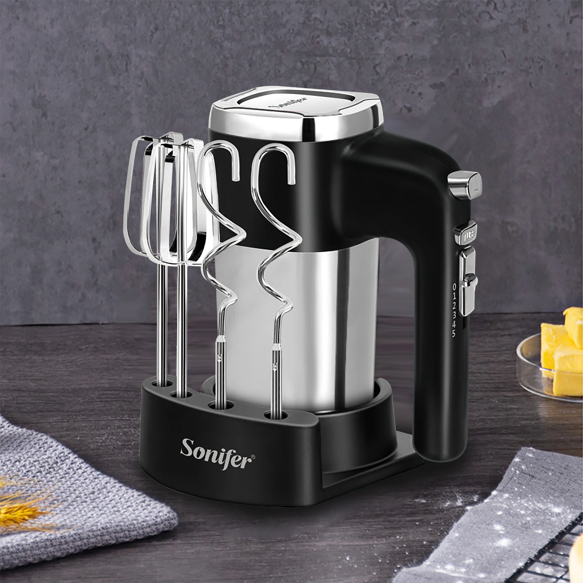 Food Mixer Electric Cuisine Kitchen Blender With Dough Hooks Chrome Egg Beater Hand Mixer Machine for Sweets Bakery Sonifer food mixer