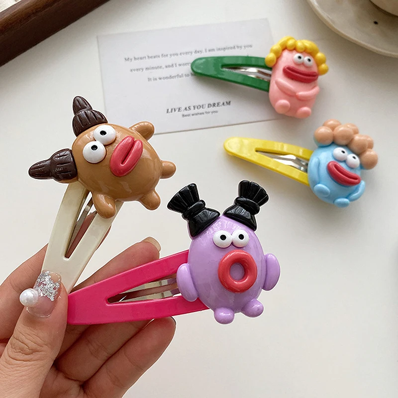 

Korean Cartoon Cute Colored Dolls Hairpin Barrettes Fun Quirky Bangs Clip Side Clip BB Clip For Women Girls Hair Accessories