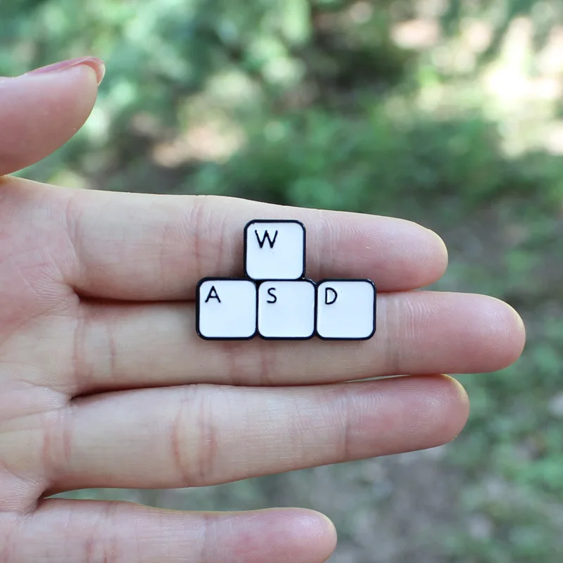 Computer Keyboard Brooch for Game Lover Game Control Keys WASD Enamel Pins Creative Badges Backpack Lapel Pin Icon Jewelry Gifts