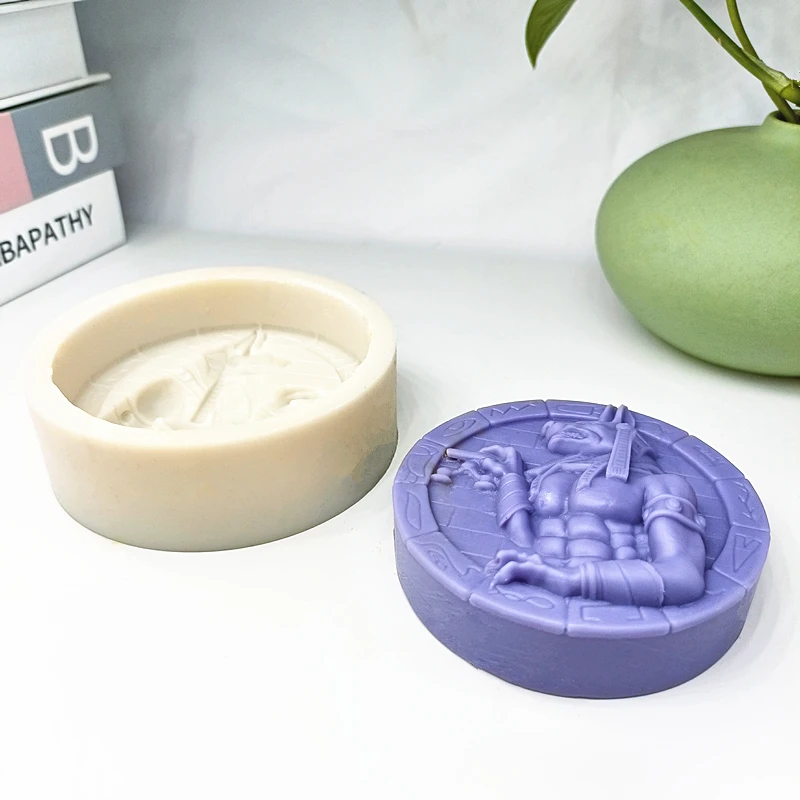Ancient Egypt God Anubis Soap Mold Dog Head with Robust Man Body Soap-making Tools Handmade DIY Mould for Resin Clay Plaster