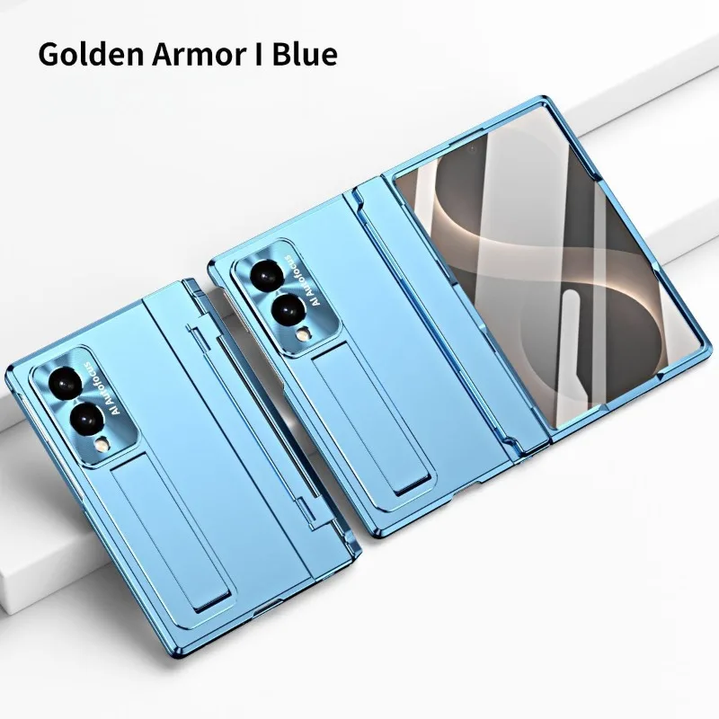 Wide Protective Case with Built-in Magnetic Screen Protector and Textured Metallic Finish - Shockproof and MagSafe Compatible