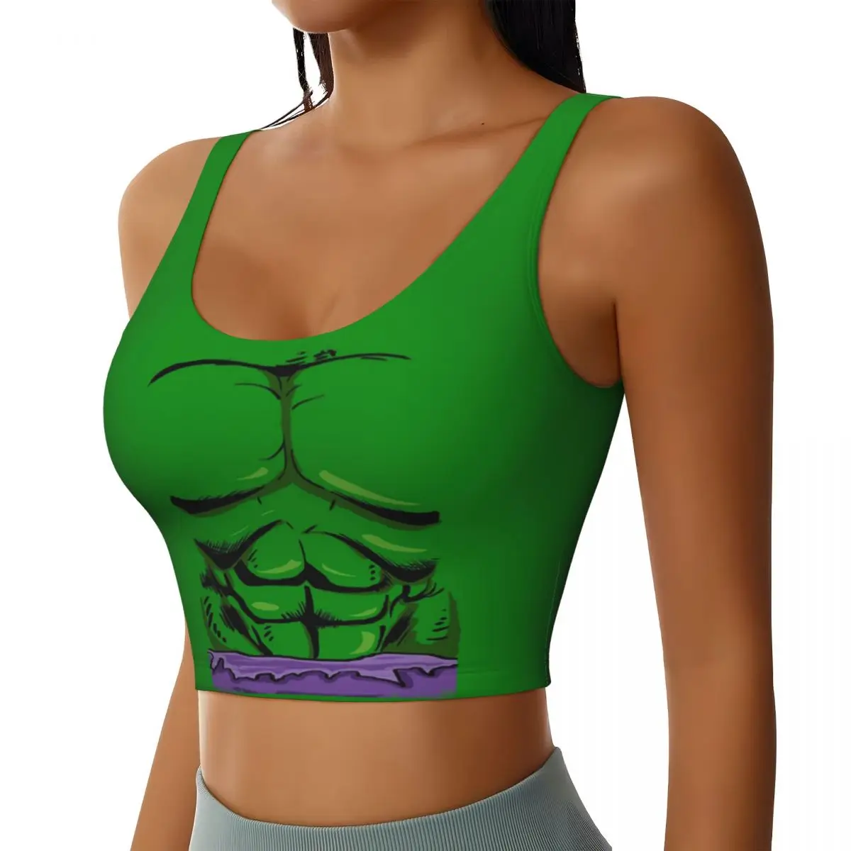 Hulk Green Anger Workout Crop Tank Tops for Women Seamless Running Yoga Sports Bras