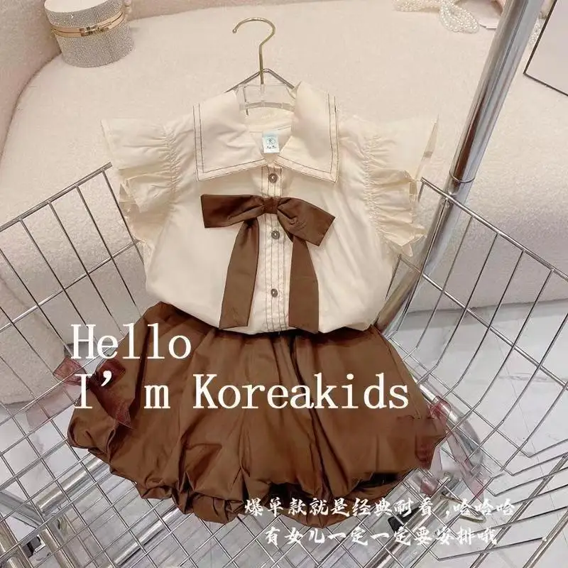 

Princess Girls Clothes Sweet Bow Clothes Cotton Shirt+Short Pants 2pcs Suits Clothing Sets Toddler Kids Tracksuit Summer Clothes